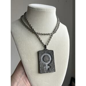 VTG JORGEN JENSEN Gender Symbol PENDANT NECKLACE 32”Chain Germany